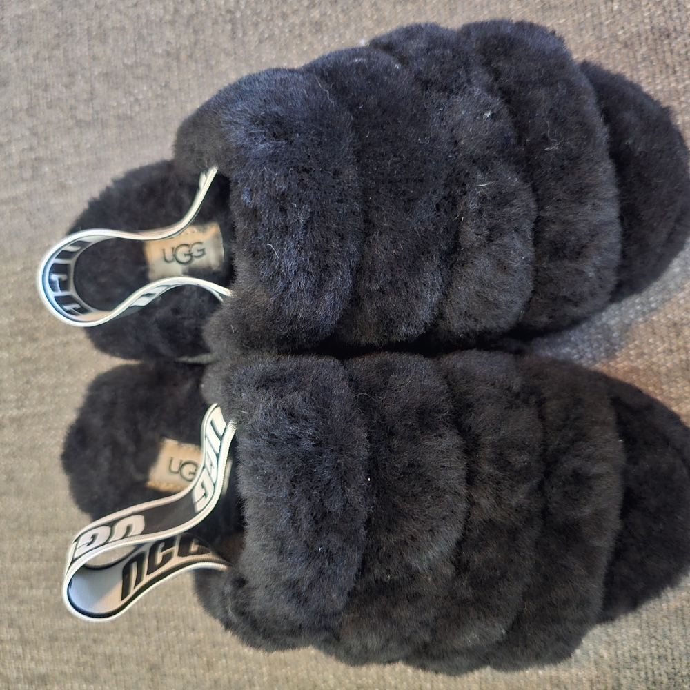 UGG Black Cozy Faux Fur Slippers